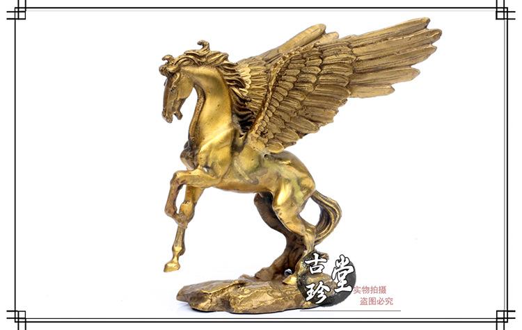 开光纯铜飞马摆件 铜天马工艺品雕塑 带翅膀生肖马旺事业铜器摆件