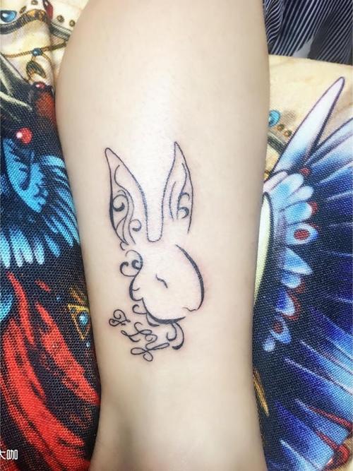生肖兔子_纹身图案手稿图片_韩涛的纹身作品集
