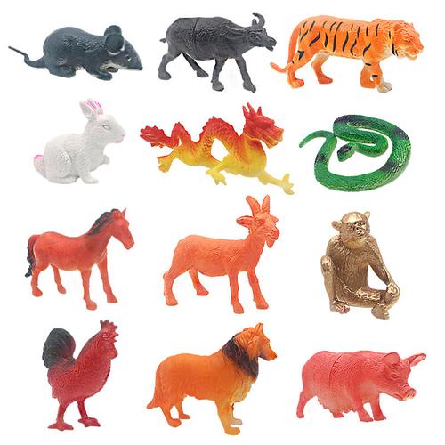动物世界大号仿真软胶恐龙动物十二生肖套餐大象狮子老虎模型玩具随机