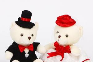 批发毛绒玩具情侣泰迪熊婚纱熊压床娃娃一对结婚礼物婚车装饰公仔