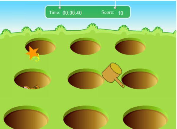 游戏由2-4个玩家合作使用技能消灭地洞里的地鼠,相应颜色的玩家杀死
