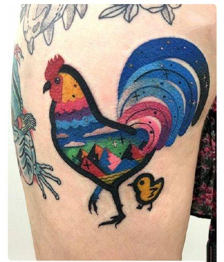 属鸡的人生效纹身图案雄鸡纹身图片大全4