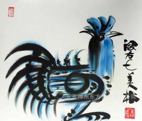 书画名家韩美林动物画十二生肖公鸡书画批发手绘生日礼物商品大图